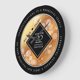 Elegant 22nd Copper Wedding Anniversary Große Wanduhr