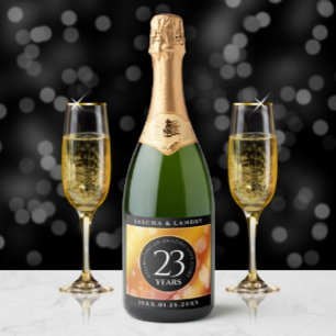Elegant 23rd Imperial Topaz Wedding Anniversary Schaumweinetikett