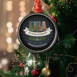 Elegant 250th Anniversary Bold Charcoal Silber  Ornament Aus Metall