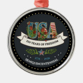 Elegant 250th Anniversary Bold Charcoal Silver Ornament Aus Metall (Vorne)