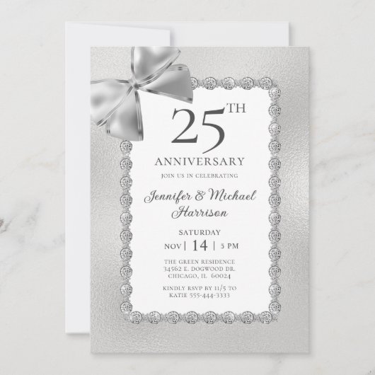 Elegant 25 Jahre Einladung (Vorderseite)