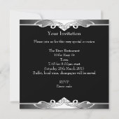 Elegant 25. Jubiläum Schwarzes Silber Einladung (Rückseite)