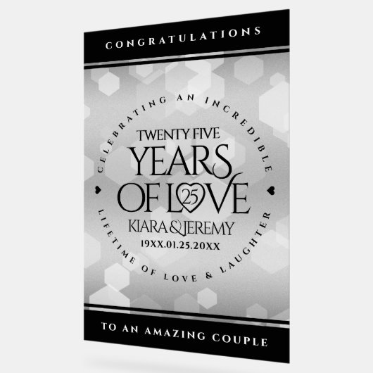Elegant 25. Silberhochzeit Acrylschild (Winkel)