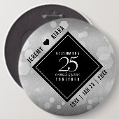 Elegant 25. Silberhochzeit Button (Vorne & Hinten)