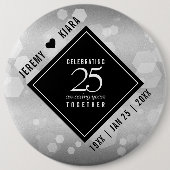 Elegant 25. Silberhochzeit Button (Vorderseite)