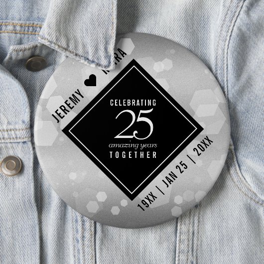 Elegant 25. Silberhochzeit Button (Beispiel)