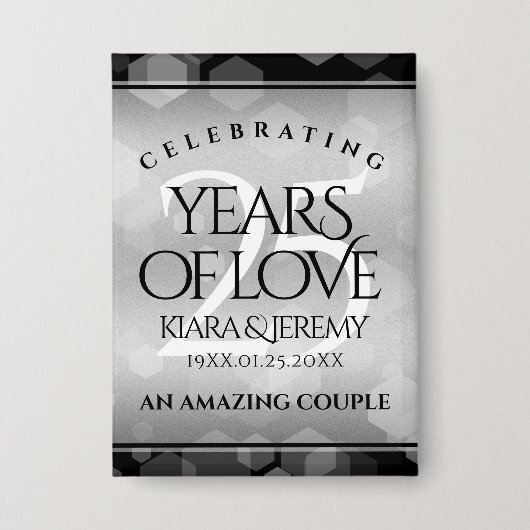 Elegant 25. Silberhochzeit Button (Vorderseite)