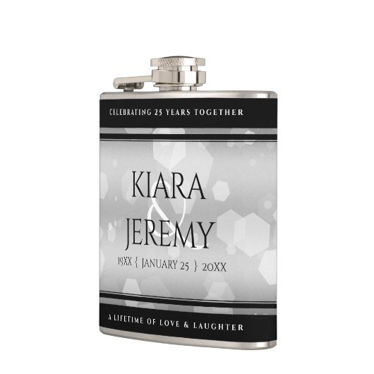 Elegant 25. Silberhochzeit Flachmann (Links)