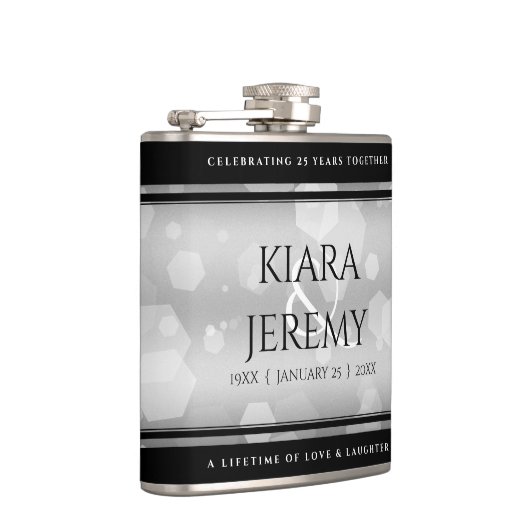 Elegant 25. Silberhochzeit Flachmann (Rechts)