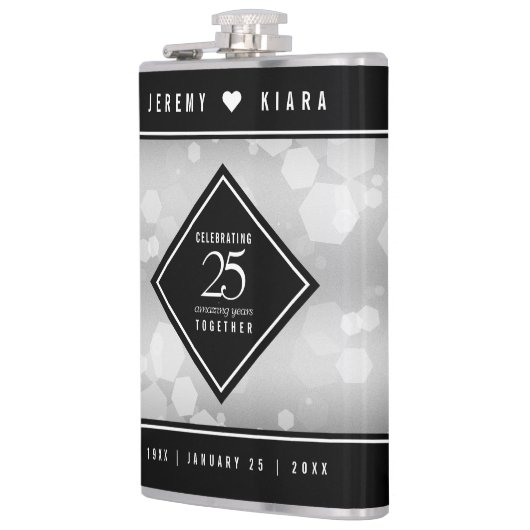 Elegant 25. Silberhochzeit Flachmann (Links)