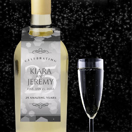 Elegant 25. Silberhochzeit Flaschenanhänger