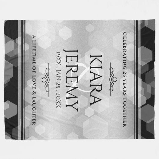 Elegant 25. Silberhochzeit Fleecedecke (Vorderseite (Horizontal))