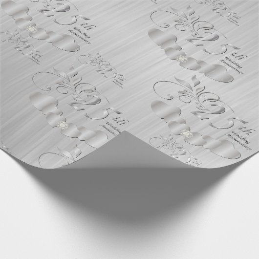 Elegant 25. Silberhochzeit Geschenkpapier (Ecke)
