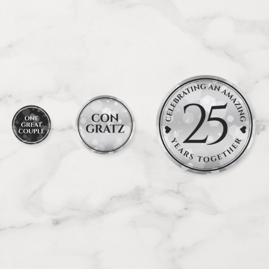 Elegant 25. Silberhochzeit Konfetti (Vorderseiten)