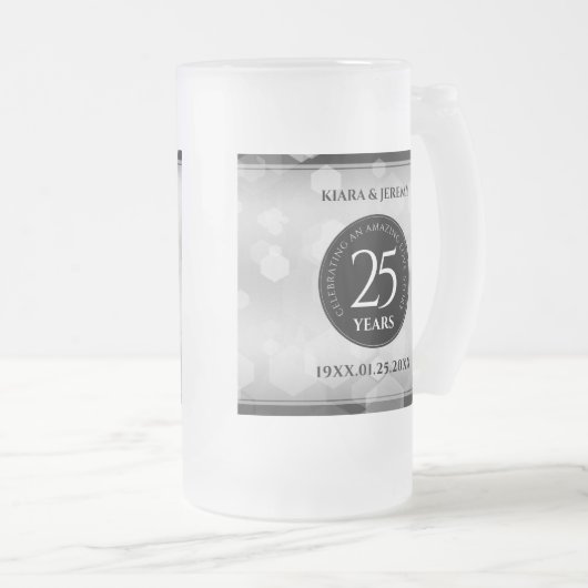 Elegant 25. Silberhochzeit Mattglas Bierglas (VorderseiteRechts)