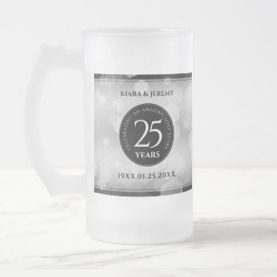 Elegant 25. Silberhochzeit Mattglas Bierglas
