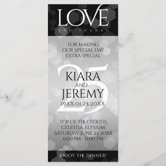 Elegant 25. Silberhochzeit Menükarte (Rückseite)