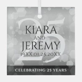 Elegant 25. Silberhochzeit Ornament Aus Glas