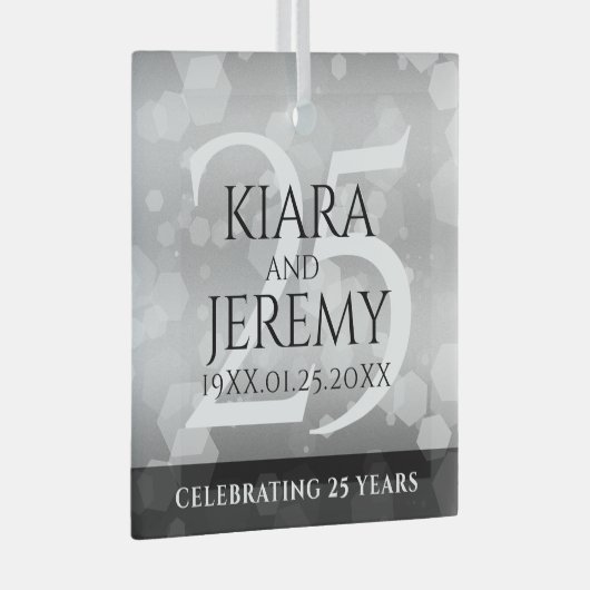 Elegant 25. Silberhochzeit Ornament Aus Glas (Vorderseite Rechts)