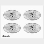 Elegant 25. Silberhochzeit Ovaler Aufkleber (Blatt)