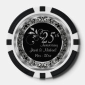 Elegant 25. Silberhochzeit Pokerchips (Vorderseite)