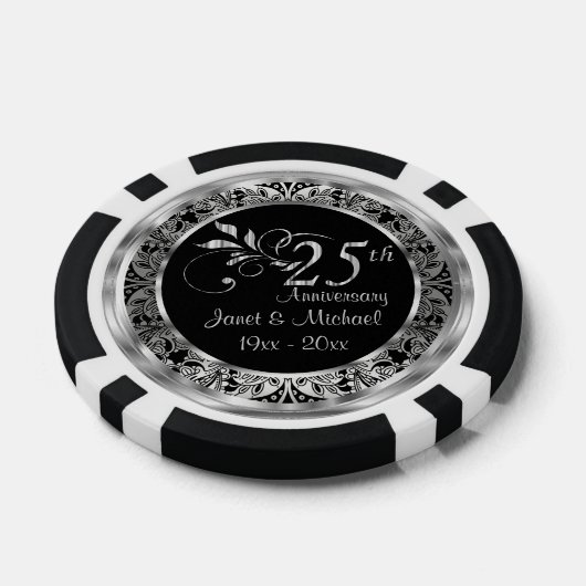 Elegant 25. Silberhochzeit Pokerchips (Einzeln)