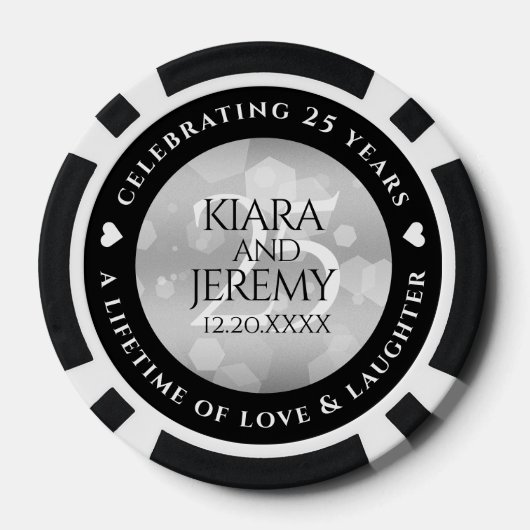 Elegant 25. Silberhochzeit Pokerchips (Rückseite)