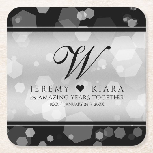 Elegant 25. Silberhochzeit Rechteckiger Pappuntersetzer (Vorderseite)