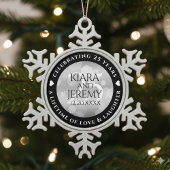 Elegant 25. Silberhochzeit Schneeflocken Zinn-Ornament