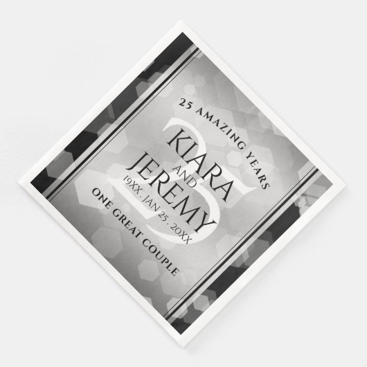 Elegant 25. Silberhochzeit Serviette (Ecke)