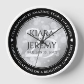 Elegant 25. Silberhochzeit Uhr (Vorderseite)