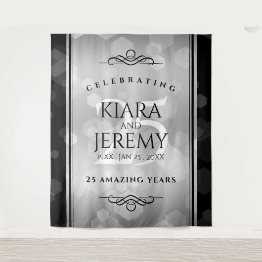 Elegant 25. Silberhochzeit Wandteppich (Vorderseite)