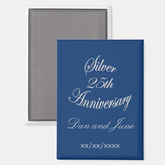 Elegant 25. silbernes Hochzeitspersonal Magnet (Vorderseite/Rückseite)