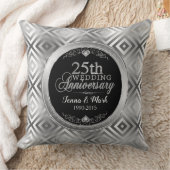 Elegant 25. Silver Geometric Wedding Template Kissen (Decke)