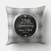 Elegant 25. Silver Geometric Wedding Template Kissen (Rückseite)