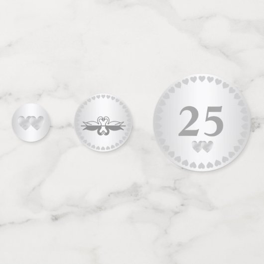 Elegant 25 Silver Wedding Anniversary Konfetti (Rückseiten)