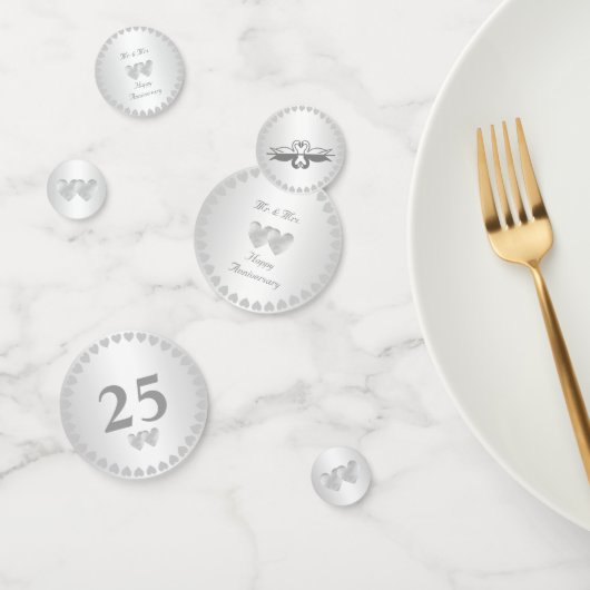 Elegant 25 Silver Wedding Anniversary Konfetti (Gruppe)