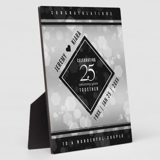 Elegant 25. Silver Wedding Anniversary Plaque Fotoplatte (Seite)