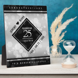 Elegant 25. Silver Wedding Anniversary Plaque Fotoplatte