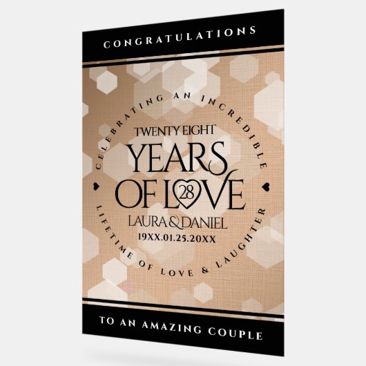 Elegant 28. Linen Hochzeitstag Feier Acrylschild (Winkel)