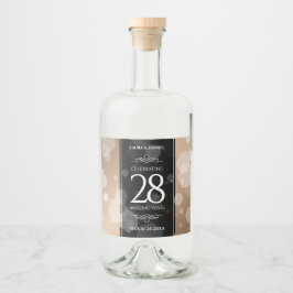 Elegant 28. Linen Hochzeitstag Feier Alkoholflaschenetikett