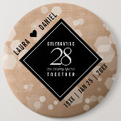 Elegant 28. Linen Hochzeitstag Feier Button (Vorderseite)