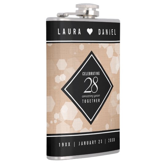 Elegant 28. Linen Hochzeitstag Feier Flachmann (Rechts)