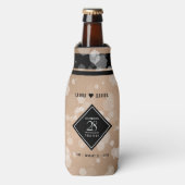 Elegant 28. Linen Hochzeitstag Feier Flaschenkühler (Flaschenvorderseite)