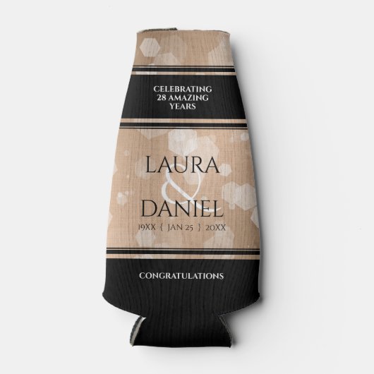 Elegant 28. Linen Hochzeitstag Feier Flaschenkühler (Vorderseite)
