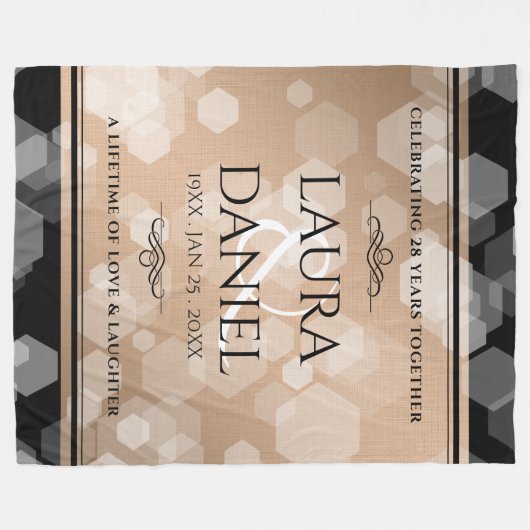 Elegant 28. Linen Hochzeitstag Feier Fleecedecke (Vorderseite (Horizontal))