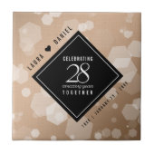 Elegant 28. Linen Hochzeitstag Feier Fliese (Vorderseite)