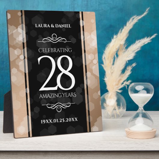 Elegant 28. Linen Hochzeitstag Feier Fotoplatte (Seite)