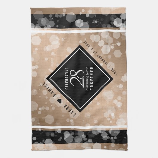 Elegant 28. Linen Hochzeitstag Feier Geschirrtuch (Vertikal)