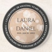 Elegant 28. Linen Hochzeitstag Feier Getränkeuntersetzer (Vorne)